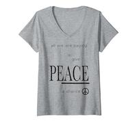 Donna John Lennon - Pace Maglietta con Collo a V, Grigio Melange, S