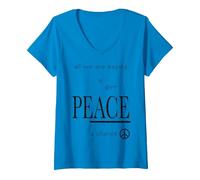 Donna John Lennon - Pace Maglietta con Collo a V, Zaffiro, XL
