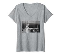 Donna John McEnroe prende la bocca per l'arbitro Wimbledon Tennis 1981 Maglietta con Collo a V