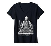 Donna John Quincy Adams Barbecue alla griglia Maglietta con Collo a V
