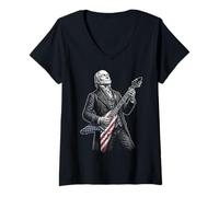 Donna John Quincy Adams Chitarra Maglietta con Collo a V