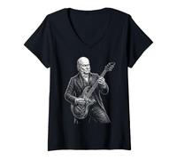 Donna John Quincy Adams Chitarra Maglietta con Collo a V