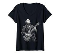 Donna John Quincy Adams Chitarra Maglietta con Collo a V