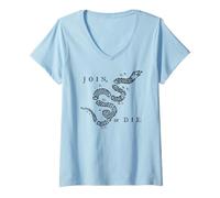 Donna Join or Die - Nero su Trasparente Maglietta con Collo a V