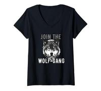 Donna Join The Wolf Gang Protettori degli Animali Maglietta con Collo a V