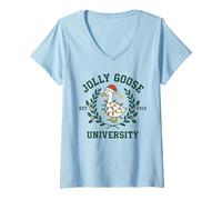 Donna Jolly Goose University Silly Funny Christmas Holiday Goose Maglietta con Collo a V