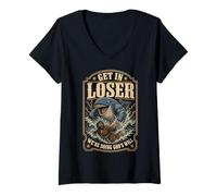 Donna Jonah And The Whale Get in Loser Were Doing Gods Will Funny Maglietta con Collo a V