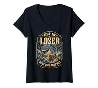 Donna Jonah And The Whale Get in Loser Were Doing Gods Will Funny Maglietta con Collo a V