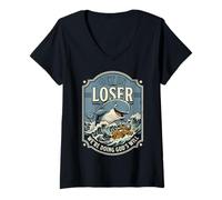 Donna Jonah And The Whale Get in Loser Were Doing Gods Will Funny Maglietta con Collo a V