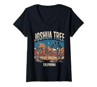 Donna Joshua Tree California Circle Design Maglietta con Collo a V