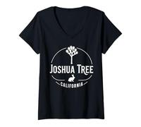 Donna Joshua Tree California Circle Design Maglietta con Collo a V