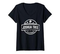 Donna Joshua Tree California Circle Design Maglietta con Collo a V