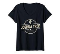 Donna Joshua Tree California Circle Design Maglietta con Collo a V