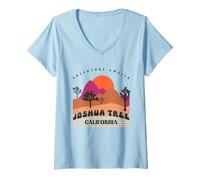 Donna Joshua Tree California Retro Sunset Maglietta con Collo a V