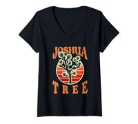 Donna Joshua Tree California Vintage Escursionismo Campeggio Retro Groovy Maglietta con Collo a V