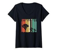 Donna Joshua Tree Desert Vintage Retro All'aperto Campeggio California Maglietta con Collo a V