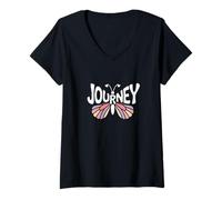Donna Journey Butterfly - Personalizzato Carino Nome Word Art Maglietta con Collo a V