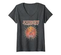 Donna Journey Freedom Golden Scarab Western Logo Vintage Band Maglietta con Collo a V