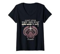 Donna Journey Groovy Don't Stop Believin' Scarab Vintage Band Maglietta con Collo a V