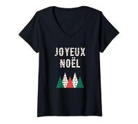 Donna Joyeux Noel en Français pour Femme Homme Enfant Maglietta con Collo a V