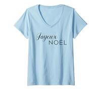 Donna Joyeux Noel Francese Buon Natale Trendy Francese Insegnante Maglietta con Collo a V