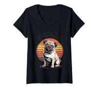 Donna Judge Me When You're This Cute | Retro Pug Dog Maglietta con Collo a V
