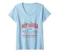 Donna Judy's Famous Hot Cocoa Divertente Natale Maglietta con Collo a V
