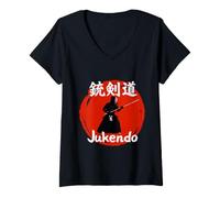 Donna Jukendo Giapponese Arti Marziali Budo Practitioner Maglietta con Collo a V