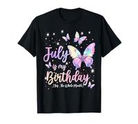 Donna July Is My Birthday The Whole Month Girl Butterfly Maglietta