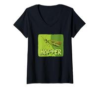 Donna Jump High Grasshopper Graphic per bambini e adulti Maglietta con Collo a V