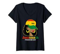 Donna Juneteenth 1865 Freedom Day Celebrating Black Women Maglietta con Collo a V