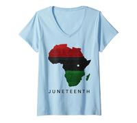 Donna Juneteenth Africa Map Freedom Celebration Maglietta con Collo a V