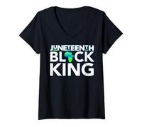 Donna Juneteenth Black King Festa del papà Uomo Melanina Papà Bruh Uomini Maglietta con Collo a V