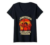 Donna Juneteenth Celebrate Freedom Day African & Storia nera Maglietta con Collo a V