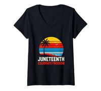 Donna Juneteenth Celebrate Freedom Vintage Black History Maglietta con Collo a V