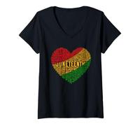 Donna Juneteenth, Cuore, Parola, Nuvola Maglietta con Collo a V