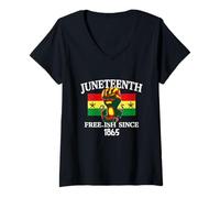Donna Juneteenth Free-Ish Since 1865 Maglietta con Collo a V