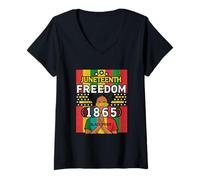 Donna Juneteenth Freedom 1865 Black Pride 19 giugno Maglietta con Collo a V