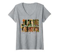 Donna Juneteenth Freedom Day celebra la melanina magica della ragazza nera Maglietta con Collo a V