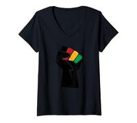 Donna Juneteenth Pugno di Potere Nero Juneteenth Maglietta con Collo a V