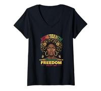 Donna Juneteenth Radicato nella libertà Giugno 1865 Black History Women's Maglietta con Collo a V