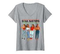 Donna Juneteenth Regina Soul Sorelle Nero Mamma Melanina Donne Sistas Maglietta con Collo a V