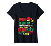Donna Juneteenth Sono Nero Tutti i Giorni ma Oggi Sono Blackity Maglietta con Collo a V