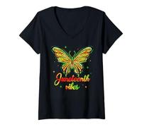 Donna Juneteenth Vibes 1865 Butterfly ragazza afroamericana da donna Maglietta con Collo a V
