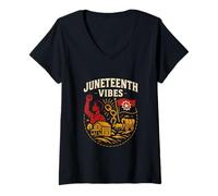 Donna Juneteenth Vibes Womens Afro-American Black History Maglietta con Collo a V
