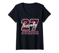 Donna Junior Class 2027 Laurea Ritorno A Scuola Lettere Borgogna Maglietta con Collo a V