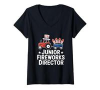 Donna Junior Fireworks Director 4 luglio Maglietta con Collo a V