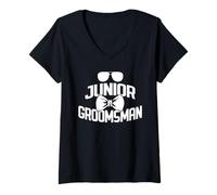 Donna Junior Groomsman - Wedding Party Groomsmen Maglietta con Collo a V