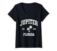 Donna Jupiter Florida Jupiter Town, Jupiter Florida, Florida Beach Maglietta con Collo a V