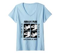Donna Jurassic PARC Merch Life Trova Un Modo Maglietta con Collo a V